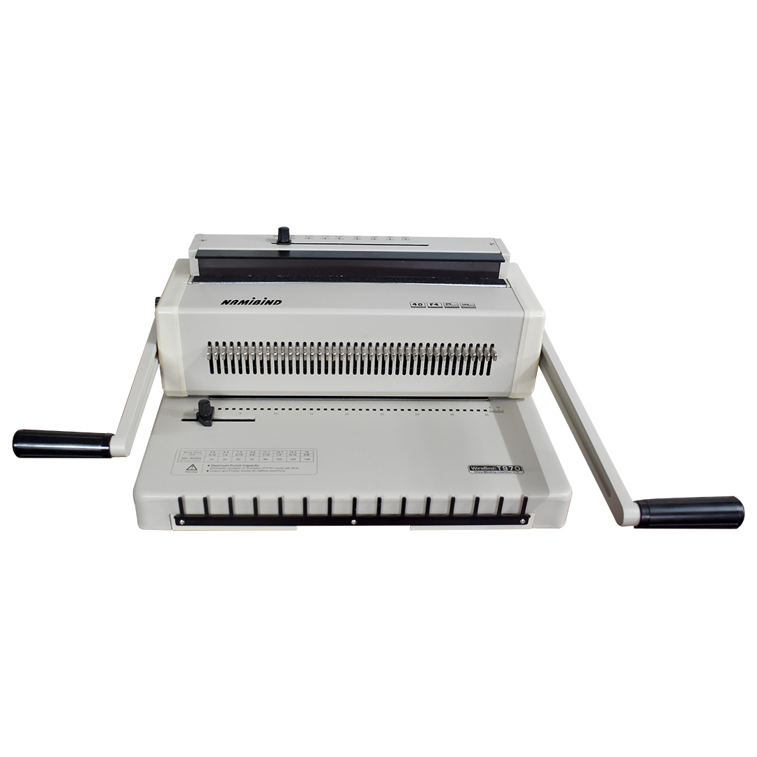 Namibind T970 Manual Wiro Binding Machine, 12-Sheet Punch Capacity, 120-Page Binding Thickness, 14.3 mm Wire, 3:1 Pull Push Pins