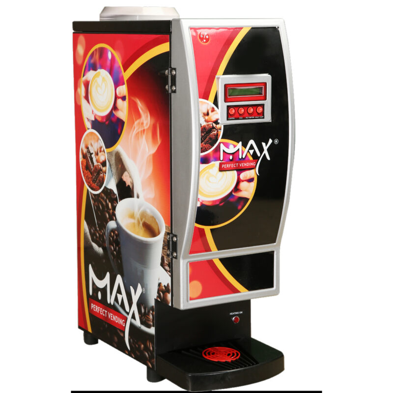 Max 2-Lane Coffee Vending Machine with 20L Water Tank, Auto Cleaning, and 3-5 Cups/Min Dispensing Rate for Offices, Cafes, & Commercial Use