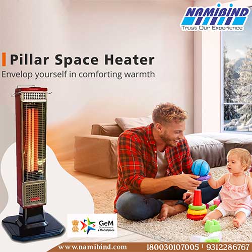 Maurice MR1500 Pillar Heater, 1500W Fan Heater with 2 Heat Settings, Stainless Steel Reflector, 230V Power - Image 2