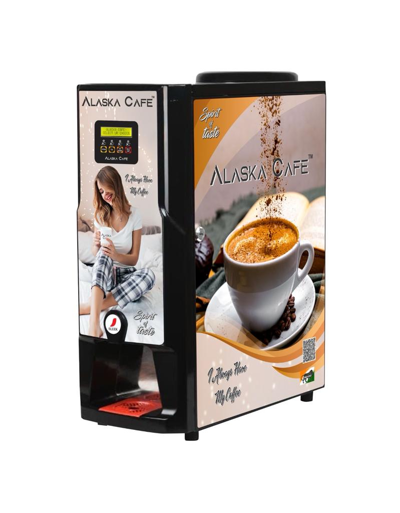 Alaska 2-Drink Coffee Vending Machine with 4L Hot Tank, Stainless Steel Components, Auto Cleaning, and 12 Cups/Min for Café & Office Use