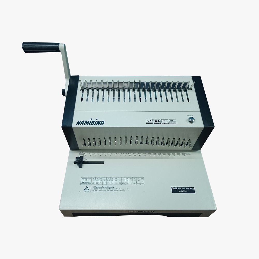 Namibind NB 350 Comb Binding Machine, 500-Sheet Binding Capacity, Electric Punching 25 Pages, Adjustable Pins & Margin Depth, Manual Comb Binder with Separate Comb Handle - Image 4