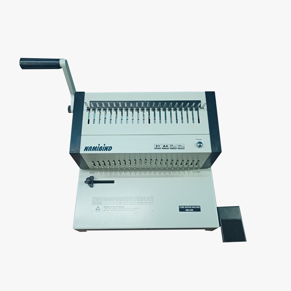 Namibind NB 350 Comb Binding Machine, 500-Sheet Binding Capacity, Electric Punching 25 Pages, Adjustable Pins & Margin Depth, Manual Comb Binder with Separate Comb Handle - Image 6