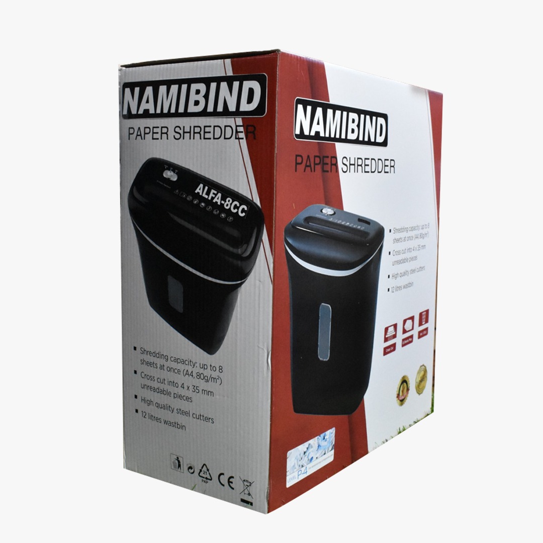 Namibind 8 Sheet Personal Use Cross Cut Paper Shredder with Auto & Reverse Feature 220 mm Feeding Size - Image 5