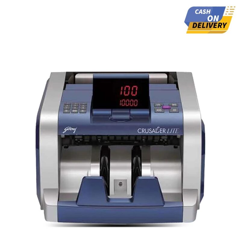 Godrej Crusader Lite Note Counting Machine, 1000 Notes/Min, UV & MG Counterfeit Detection, Hopper Capacity 300 Notes, Stacker Capacity 200 Notes, 1 Year On Site Warranty