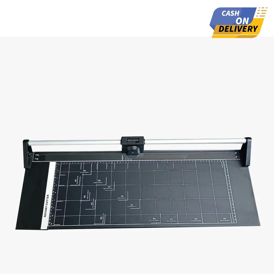 14 Inch Rotary Paper Trimmer Heavy Duty Metal Base | 800 Mic Cutting Capacity | Manual Paper Cutter with Measurement Scale & Extra Blade