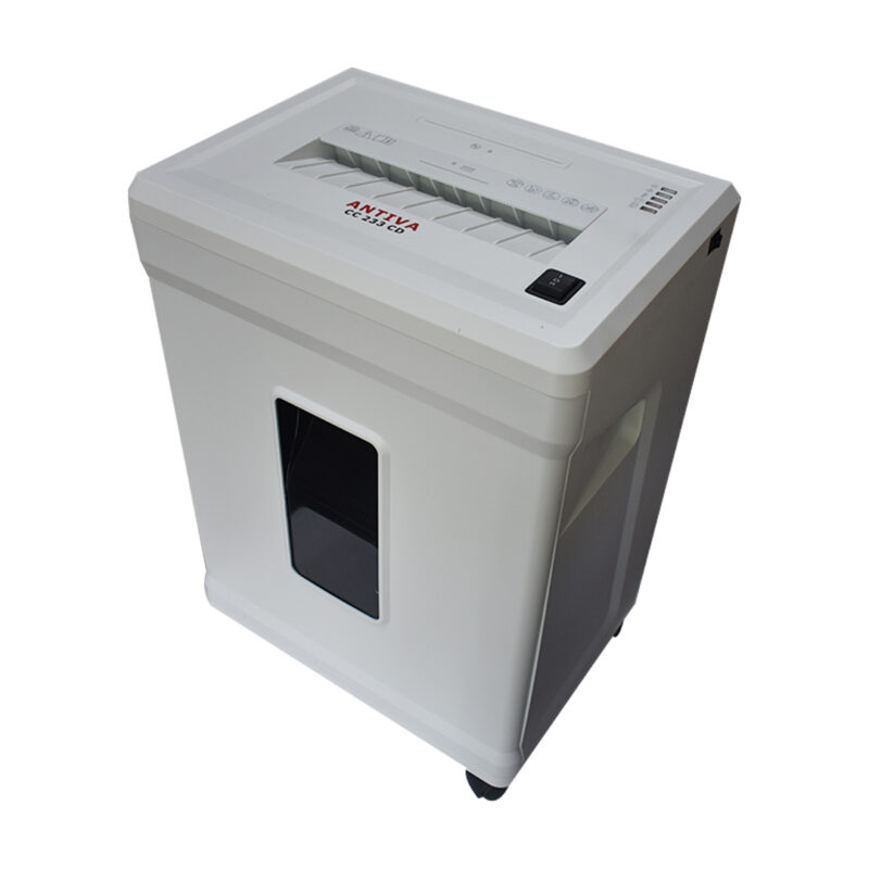 Antiva CC 233 CD Paper Shredder, 230 mm Feed Width, 4x35 mm Shred Size, 15-17 Sheets Capacity, CD & Credit Card Shredding, 25L Waste Volume, 2.2 m/min Speed