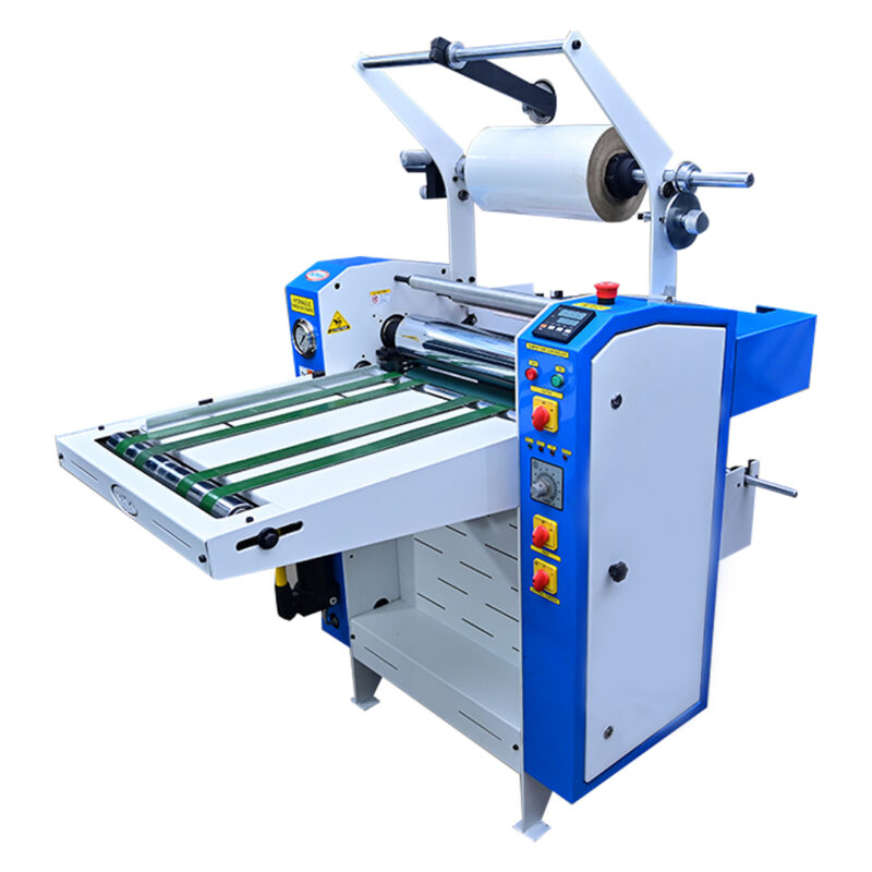 Namibind ZX 1350 Indian Heavy-Duty Single Side Roll-to-Roll Thermal Lamination Machine | 15” Size, 20 Meters/Min, Oil-Based, Steel Roller, PID Temperature Control | 1.5 kW Heater, 1 HP AC Motor